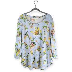 NWT‎ Adyson Parker Light Blue Floral Long Sleeve Top in Plein Air Combo Size 1X